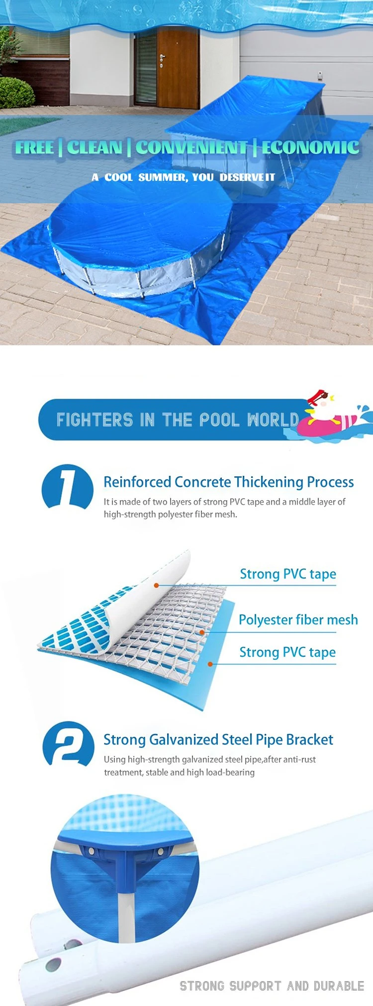 5% off Outdoor Above Ground Portable Frame PVC Swimming Pool