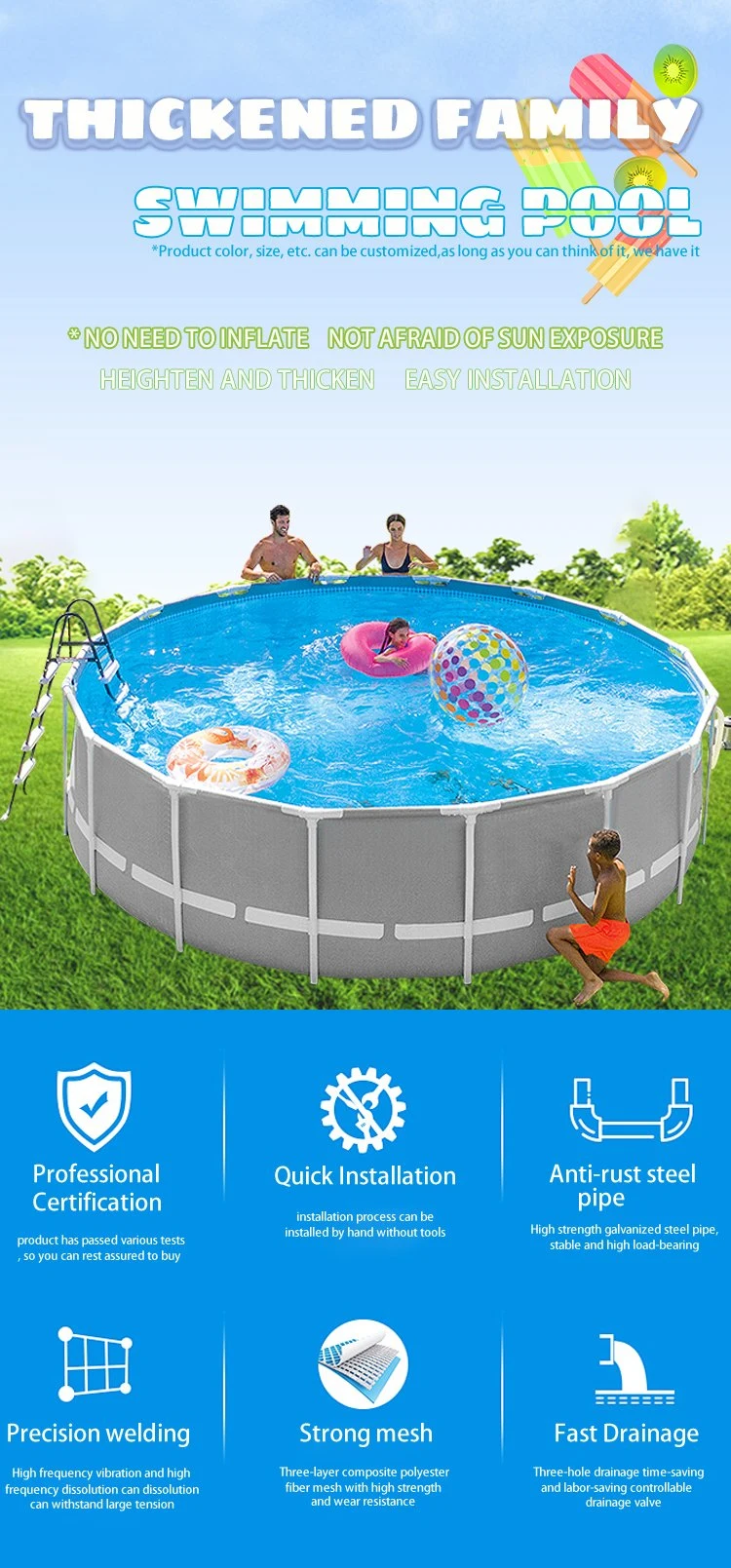 5% off Outdoor Above Ground Portable Frame PVC Swimming Pool